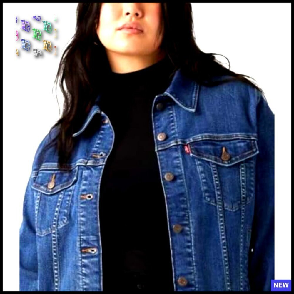 Classic Denim Trucker Jacket Premium Original Button Closure Standard Fit Chic - Picture 3 of 4